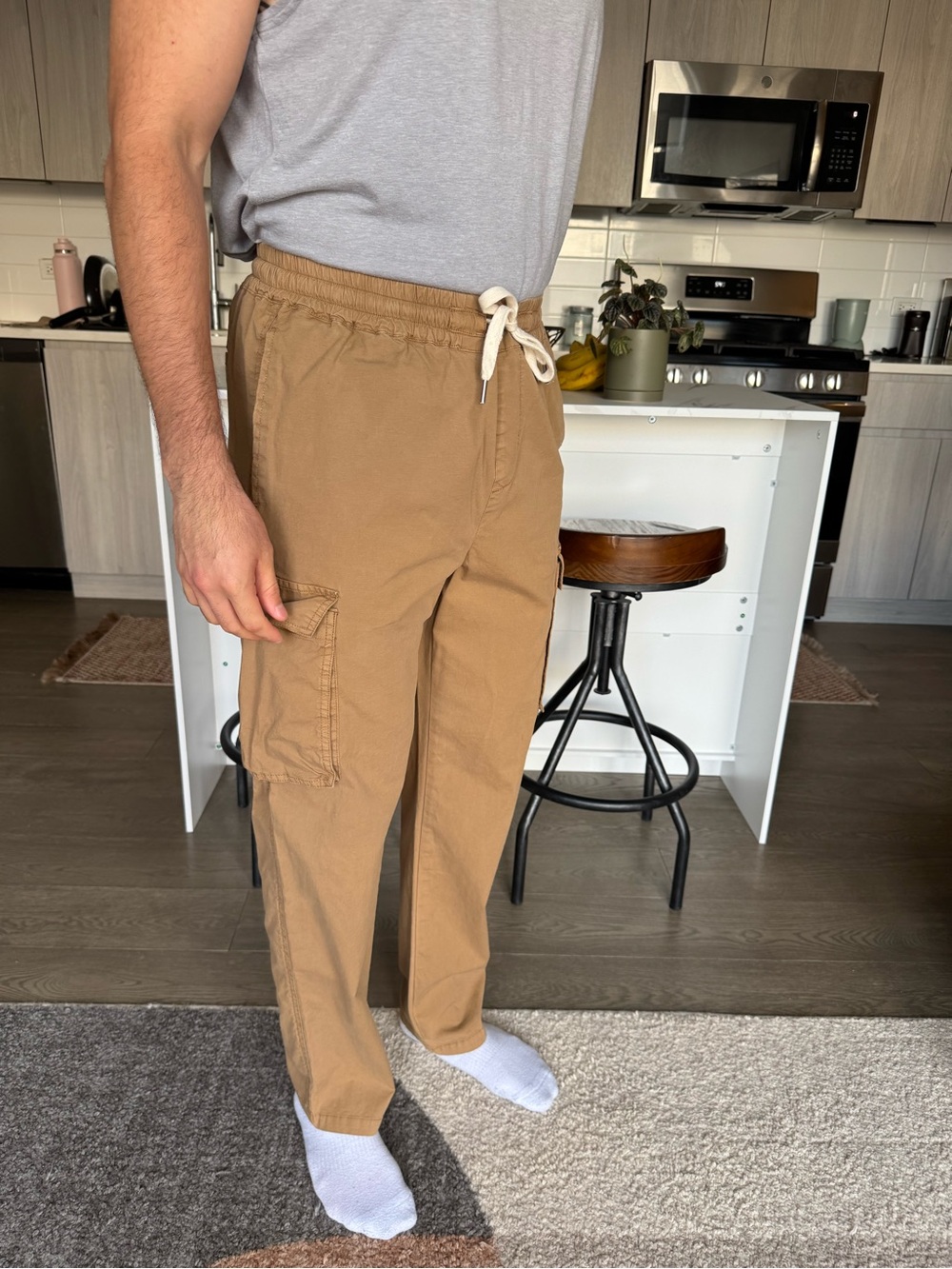 RAILS Men's Tan Cargo Drawstring Pants